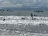Tia surfing in Bali