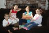 Mason and the ladies at a homeschool Valentine party