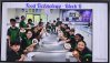 Blake with his Food Technology Block B class proudly shows off their creative toast designs together in the kitchen.