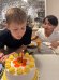 Blake blowing out a birthday candle with his best friend Ezra by his side...this was at Ezra's home
