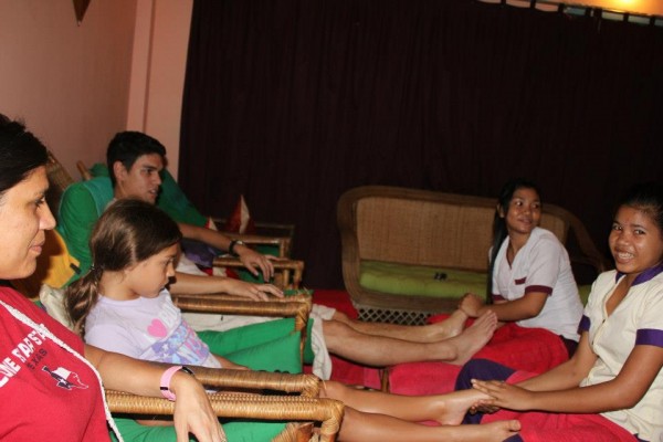 Kalani got her first massage in Cambodia and loved it.