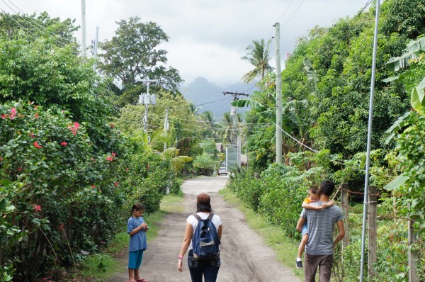 Walking from our resort to the road to catch a "bus" to take into the city