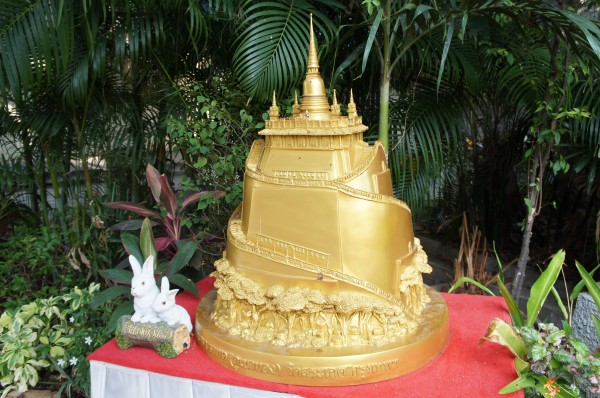 Small replica of Wat Saket Golden Mount...the point from which all distance is measured in Thailand