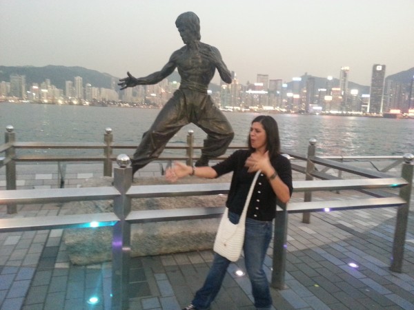 Walking along Avenue of Stars and trying to be like Bruce Lee