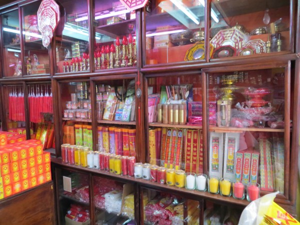 We went inside this Chinese store to learn more about the culture.  We could purchase candles, god statues, paper money to burn, etc.