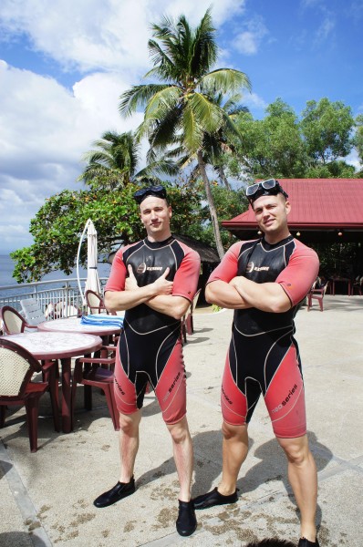 The boys went scuba diving at Eagle's Point
