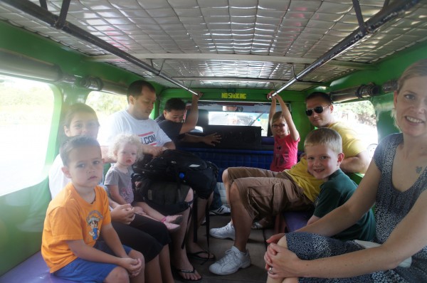 Normally we looked like this inside the jeepney.  2 of Nate's friends from his mission served as our tour guide for the day.