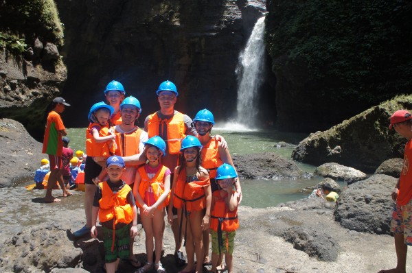 It took us 3 canoes, but we all made it to Pagsanjan Falls.  And all of us went under the main falls by being pulled by a bamboo raft