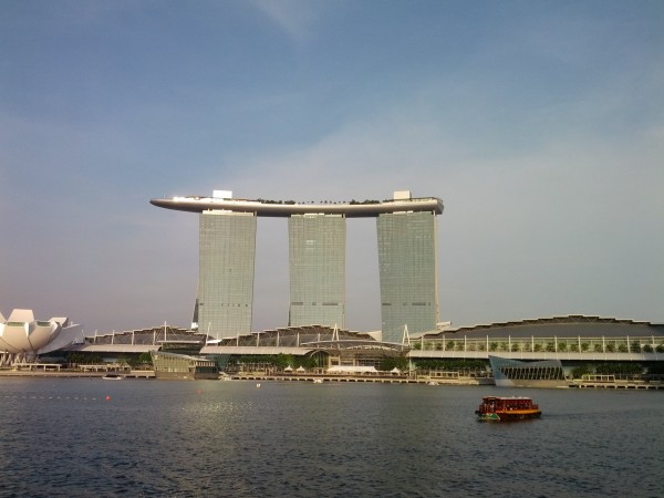 And this is Marina Bay Sands Hotel with the shoppes in front of it.