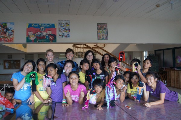 We spent a morning making sock puppets with young girls who have been abused.