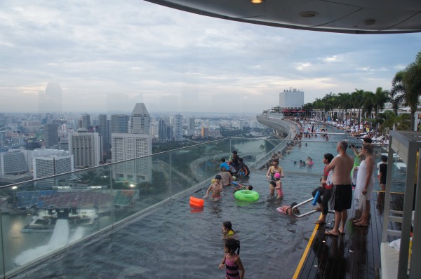 We went up to Marina Bay Sands Hotel to check out their infinity pool.