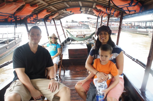 Ready to go on the Mekong Delta.  A long river that starts in China and goes through most of the countries in South East Asia and finally reaches the ocean in Vietnam