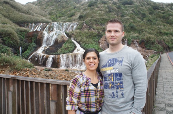 From the minerals in the water, these are known as the "Golden Waterfalls" in Jinguashi