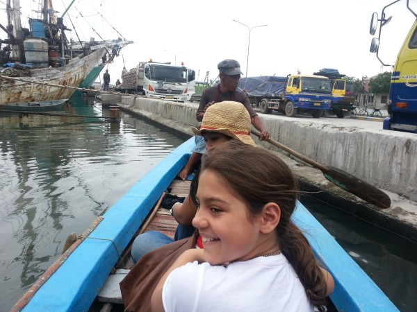 We spent time at Sunda Kelapa seeing huge wooden boats and then taking a 15 minute boat ride with this older gentleman