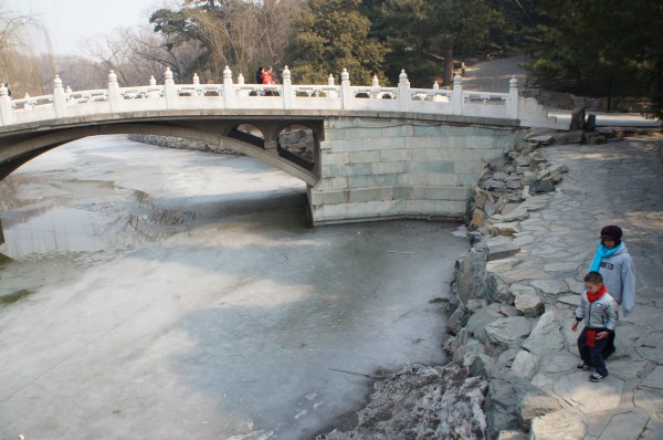 The water around the summer palace still had some ice at certain areas