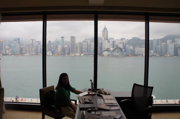 We booked a room at the Intercontinental Hotel and had a spectacular view of the Victoria Harbor 