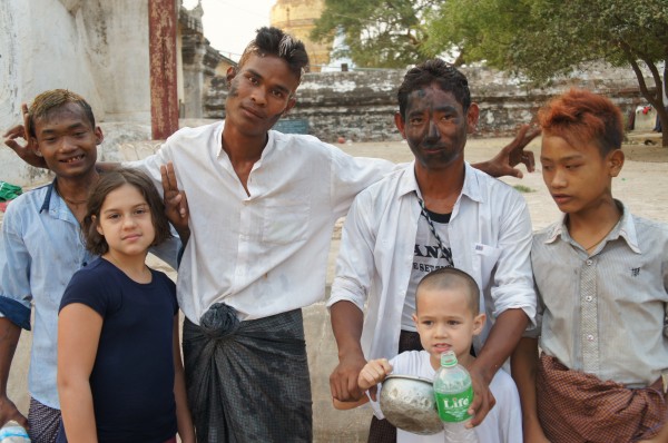 While in Bagan the "Water Festival" started. The locals are out getting people wet and painting faces