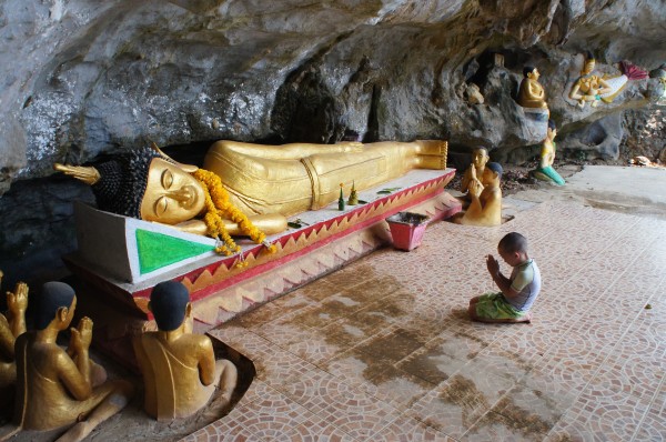 Mason praying inside the "Elephant Temple"