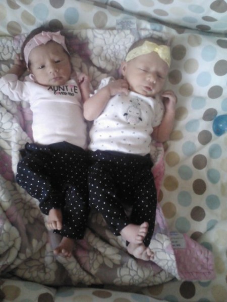 Ruby & Goldyn at 2 weeks old.  Now my parents have 12 grandchildren with 6 girls and 6 boys..with 4 of them being twins