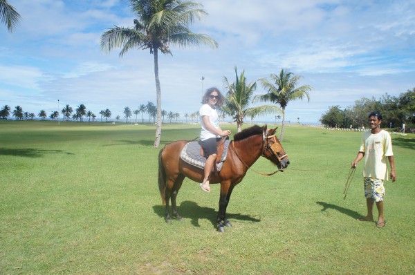 Kalani went horseback riding around the resort and on the beach