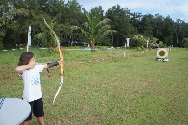 She also tried out archery for the first time