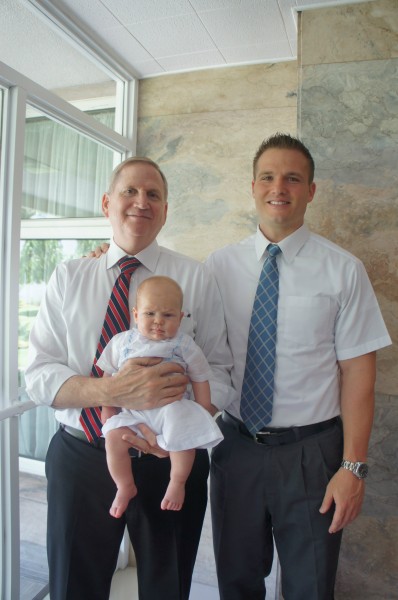 We waited to have Blake blessed until his grandparents arrived. 3 generations of Farleys in one photo.