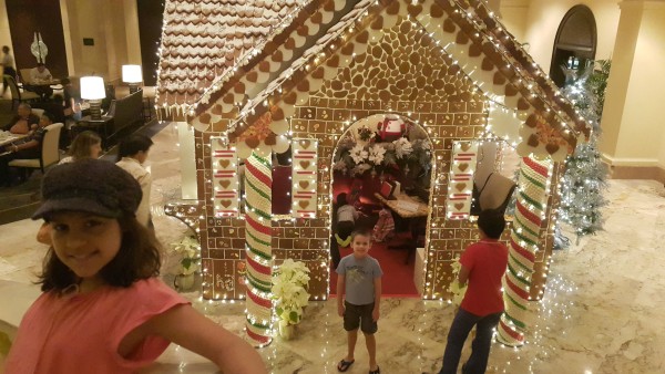 Life-size gingerbread house at the Peninsula Hotel