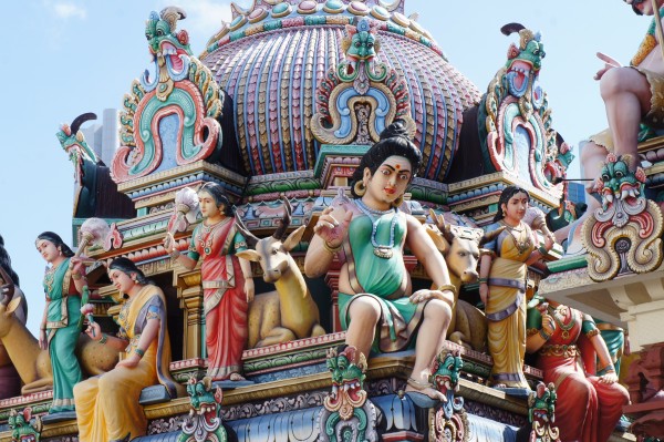 We visited a Hindu temple called Sri Mariamman Temple. The outside roof is full of character