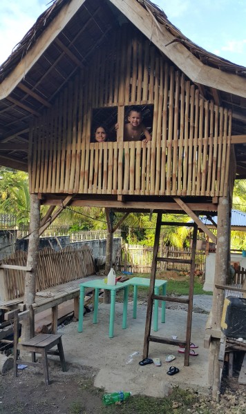 While hanging out with family, the kids played in this "tree house" that was built for our 5 year old cousin.