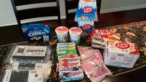 All of the strange and yummy treats that we brought home from Japan.