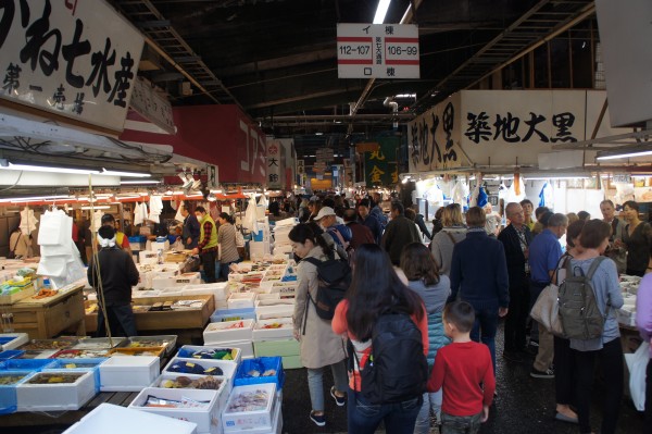 Our first stop was to Tsukiji fish market.  This market has been open since 1935, but will be moving to the other side of the river soon.