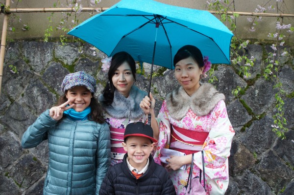 We saw a bunch of ladies dressed in kimonos and got a photo with them. Come to find out that you can pay to wear a kimono and visit tourist places and get a discount for wearing a kimono. Plus many people ask to take a photo of you dressed up!