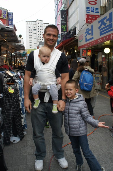 Matt wanted to hold Blake in the Moby Wrap while we walked around the South Gate Market.