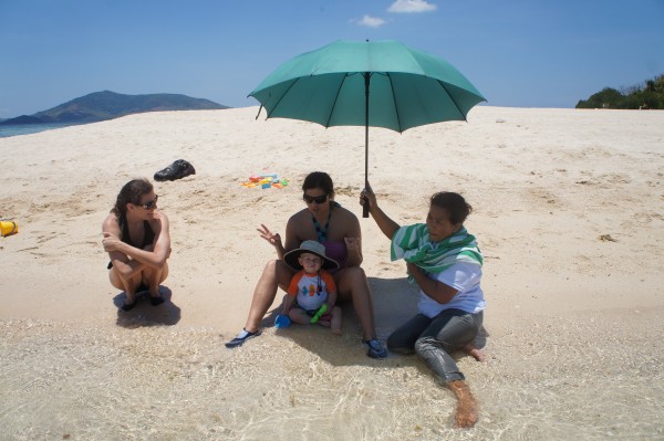 We hired a nanny to help watch Blake so Tia could snorkel and play. The nanny was not going to let Blake get sunburn!