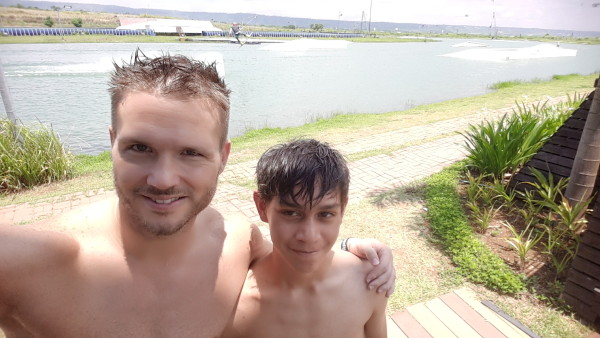 Matt took my youngest brother out to do wakeboarding one morning.