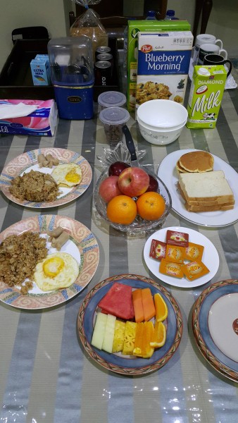 Breakfast that was on the table waiting for us when we would awake.