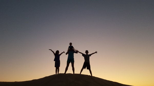 After dinner we drove about 15-20 minutes and pulled off on the side of the road and picked a "camp ground" area in the sand dunes. We got to watch the sunset with friends.