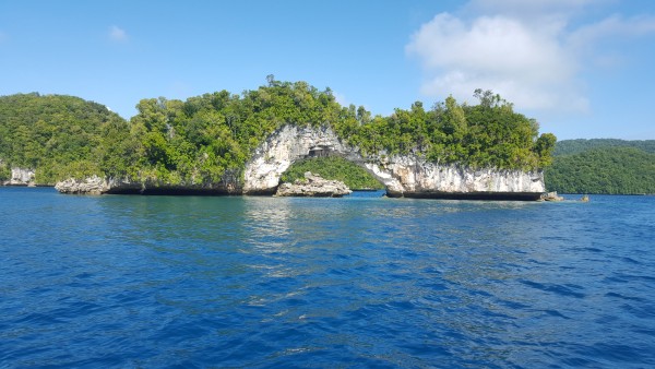 On our way back from a dive our boatman took us over by the famous Rock Arch of Palau.