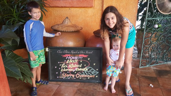 Our flight was delayed leaving Manila so we didn't get to see our Welcome sign until the next day. Being at Coco Grove Beach Resort really does feel like we are coming home.