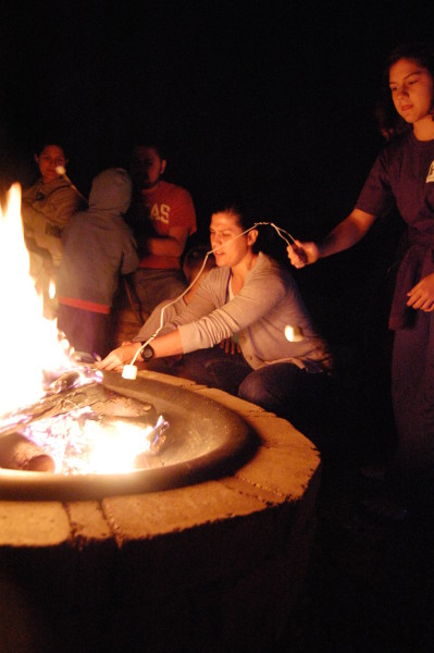 Roasting marshmallows and Starbursts over a fire was a fun activity.