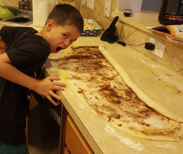 Mason loves to bake in the kitchen. One day we made cinnamon rolls together and then delivered them to his church teacher and neighbors.