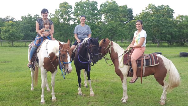 My sister arranged to have us eat dinner at her home and then drive to her friend's home and ride their horses. After all of the kids had a chance to ride the horses, the mommas also got a turn.